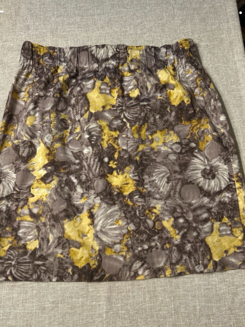 Talbots Gray and Yellow Floral-Print Mini Skirt